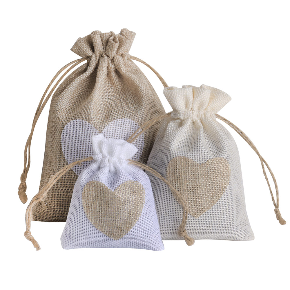 Sac à bijoux en lin coeur, Pou - Linen Bag Bulk avis et prix