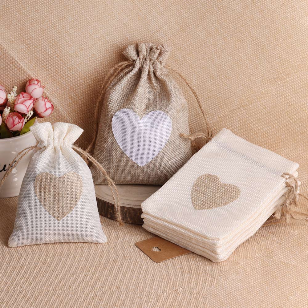 Sac à bijoux en lin coeur, Pou - Linen Bag Bulk avis et prix