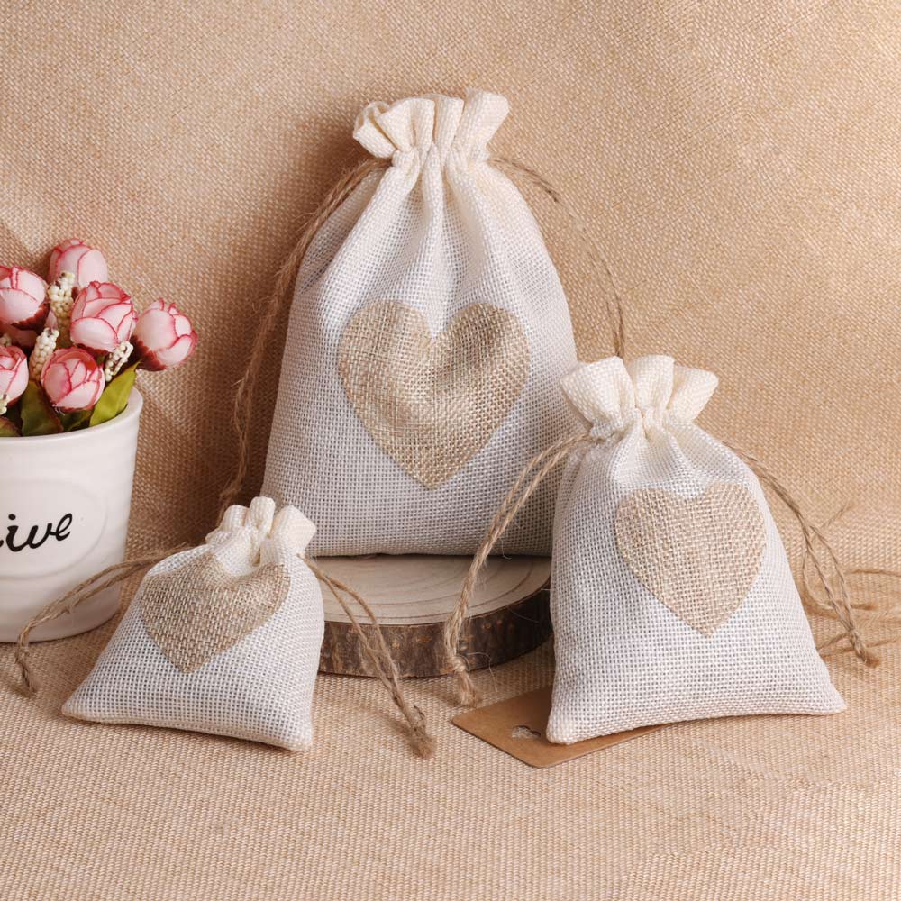 Sac à bijoux en lin coeur, Pou - Linen Bag Bulk avis et prix