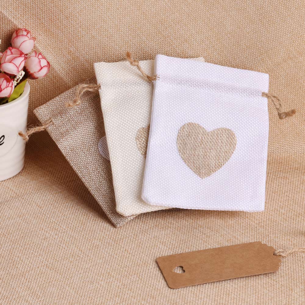 Sac à bijoux en lin coeur, Pou - Linen Bag Bulk avis et prix