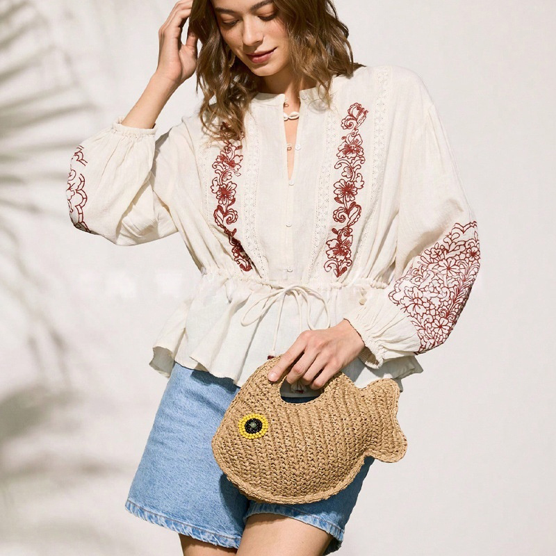 Sac en paille de raphia tressé - Linen Bag Bulk avis et prix